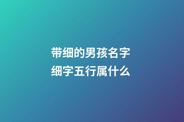 带细的男孩名字 细字五行属什么